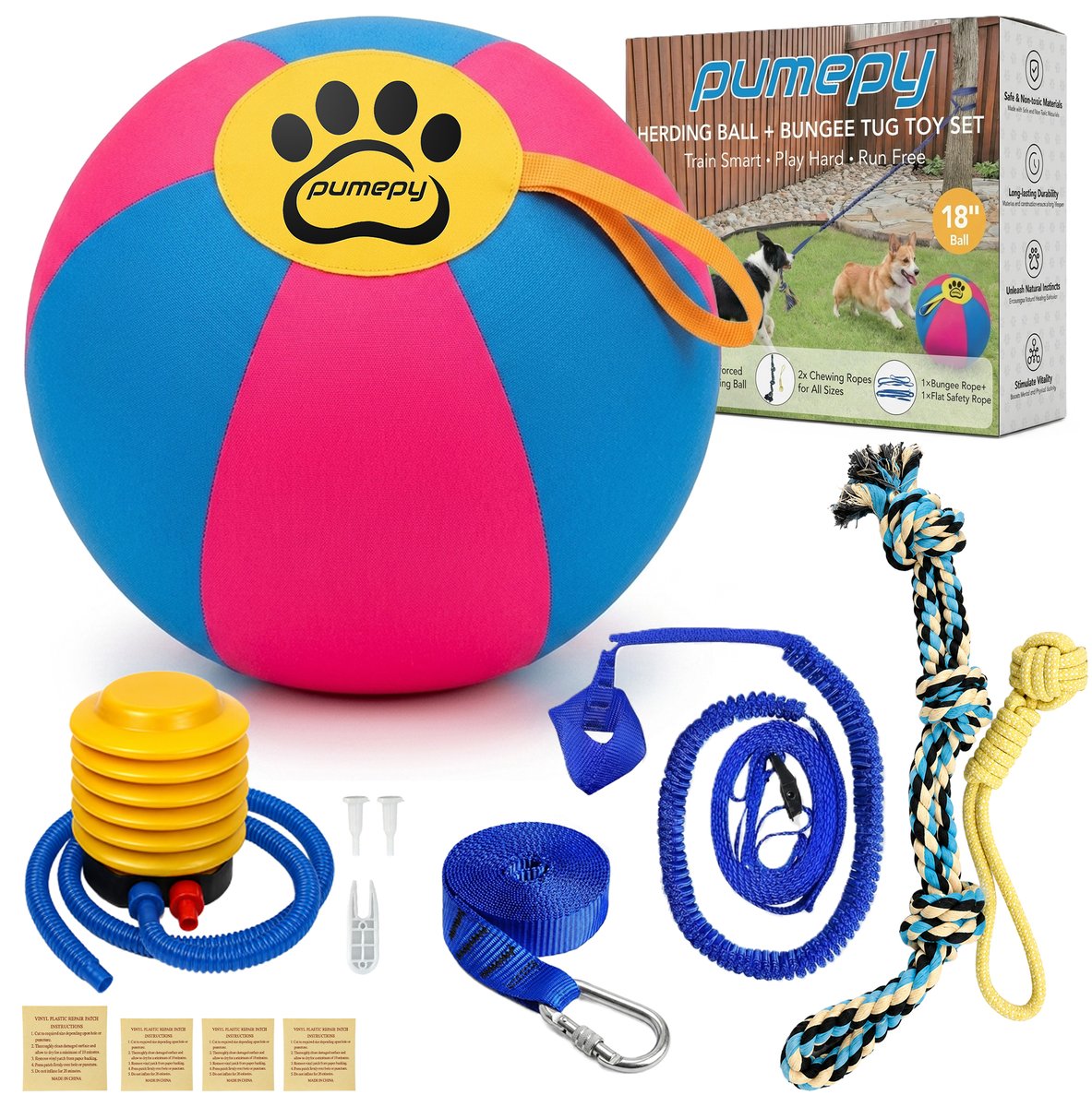 Herding Ball + Bungee Tug Toy Set